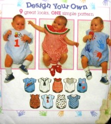 7022 9 DESIGN YR NEWBORN-LARGE BABY EMBELLISHED ROMPERS PATTERN